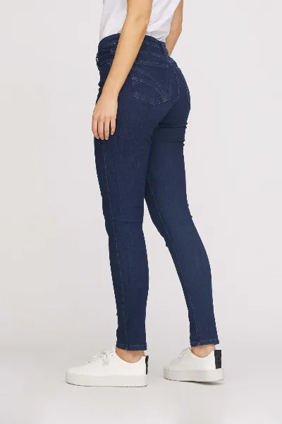 LAURIE LAURIE Damen vegan Jeans Laura Slim Medium Length Ecolabel Dark Blue Denim