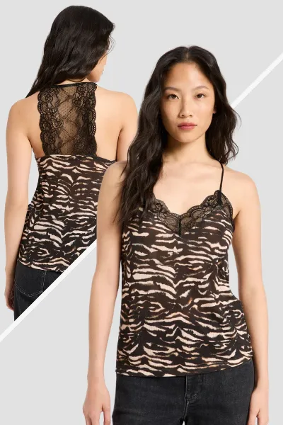 Lanius Spitzentop Animal Stripes Rosa