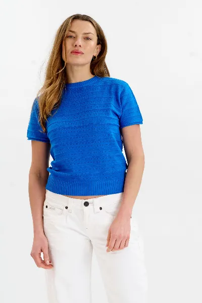 KOMODO KOMODO Damen vegan Strick-T-Shirt Posey Blau