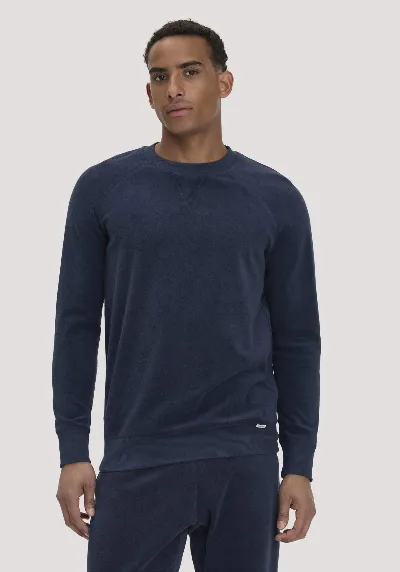 hessnatur hessnatur Herren Frottee Loungeshirt Relaxed aus Bio-Baumwolle - blau