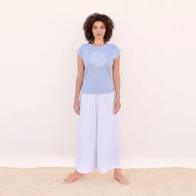 Jaya Jaya OM TENCEL - Damen - Yogashirt mit Om-Spiral-Frontprint aus Tencel-Baumwoll-Mix