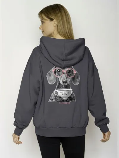 GreenBomb GREENBOMB Dog Coffee Mello - Lässiger Hoodie aus Bio-Baumwolle / hochwertiger Print / GOTS / Fair & Vegan