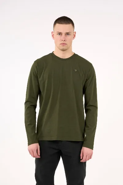 KnowledgeCotton Apparel KnowledgeCotton Apparel Herren vegan Langärmeliges Abzeichen Forrest Night