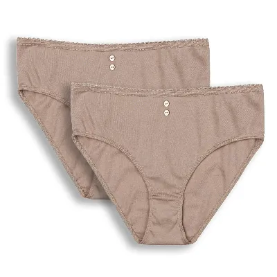 Living Crafts LIVING CRAFTS - Damen Slip, 2er-Pack - Braun