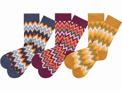 tranquillo tranquillo 3 Paar Bio-Socken 'Cathyy' mit Zickzack-Muster, ikat shades,