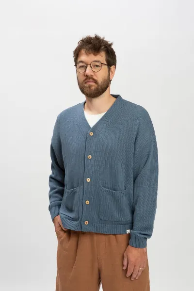 MATONA MATONA Herren vegan Strickjacke Relaxed Seal Blau