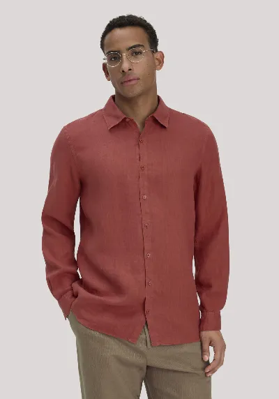 hessnatur hessnatur Herren Hemd Regular aus Leinen - braun - Größe XL (43/44)
