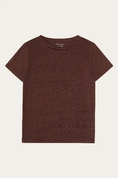 KnowledgeCotton Apparel KnowledgeCotton Apparel Damen vegan T-Shirt Reg Linen Shaved Chocolate