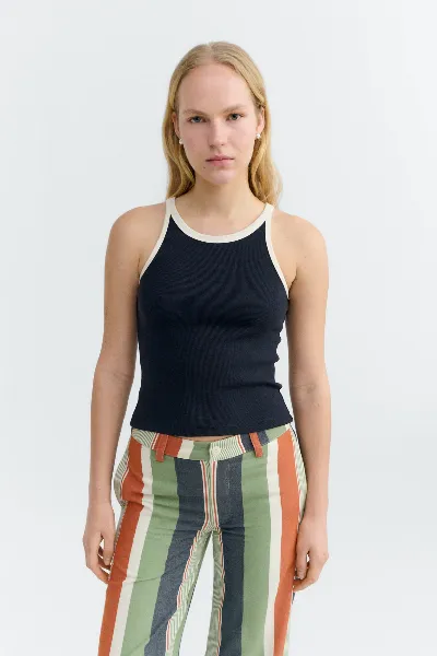 thinking mu Thinking MU Damen vegan Top Harriet Marineblau WeiÃŸ Contrast