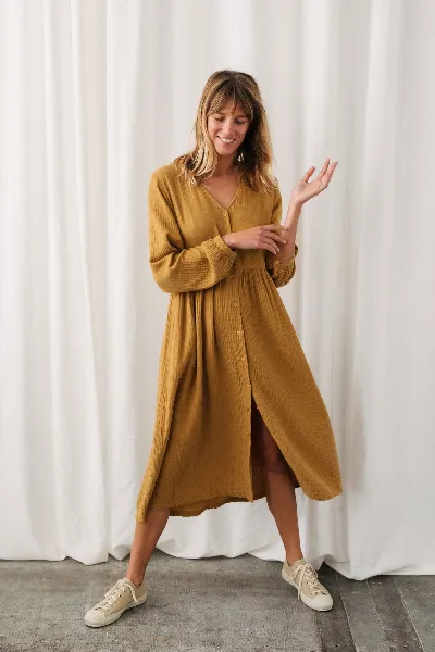 TWOTHIRDS TWOTHIRDS Damen vegan Kleid Tafahi Mustard
