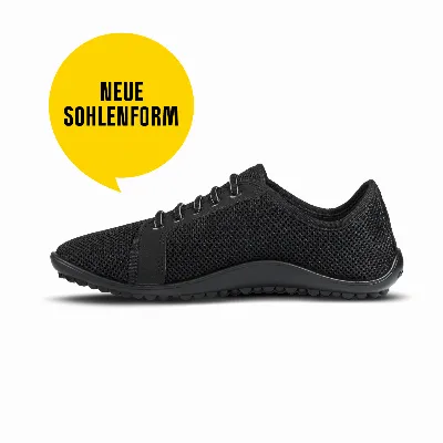 Leguano Leguano - Aktiv Lavaschwarz, Schwarze Sohle - Barfußschuh Sneaker