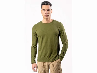 Living Crafts Living Crafts Bio-Herren-Langarmshirt 'TERIK' mit Rundhalsausschnitt, moss green,