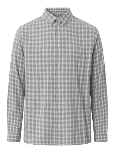 KnowledgeCotton Apparel KnowledgeCotton Apparel Regular Small Check Flannel Shirt VEGAN - Grey Check