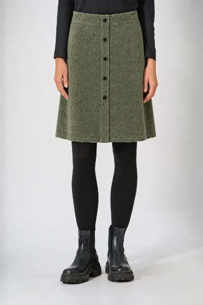 HempAge Hempage Damen vegan Rock Knopfleiste Moos