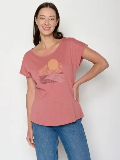 GreenBomb GREENBOMB Mountain Scenery Cool - Lässiges T-Shirt aus Bio-Baumwolle / hochwertiger Print / GOTS / Fair & Vegan