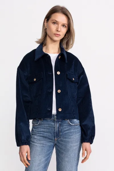 De IONESCU De IONESCU Damen vegan Jacke Corduroy Sibiel Blau