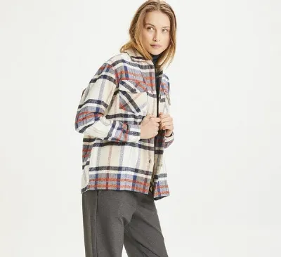 KnowledgeCotton Apparel KnowledgeCotton Apparel Flanellhemd Damen - LILLIAN flannel overshirt pixel check - aus Bio-Baumwolle