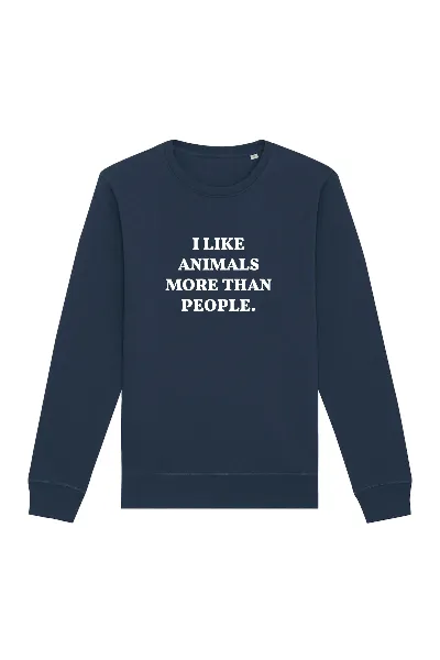 Oat Milk Club Oat Milk Club Damen vegan Sweatshirt I Like Animals More Navy