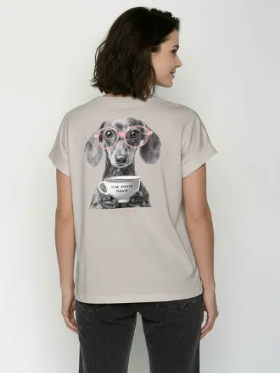 GreenBomb GREENBOMB Dog Coffee Loony - Sportliches T-Shirt aus Bio-Baumwolle mit Rollup Sleeve / hochwertiger Print / GOTS / Fair & Vegan