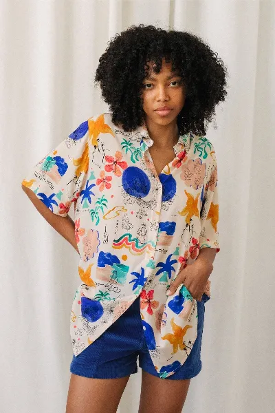 TWOTHIRDS TWOTHIRDS Damen vegan Shirt Stora Herro Surf Abstract Print