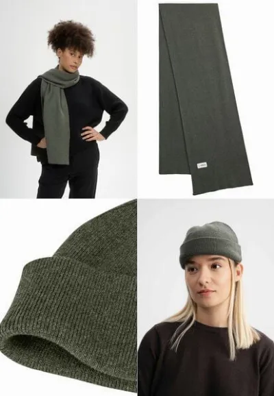 MELA MELA Bundle Feinstrick Mütze kurz LESH + Jacquard Schal ASMEE