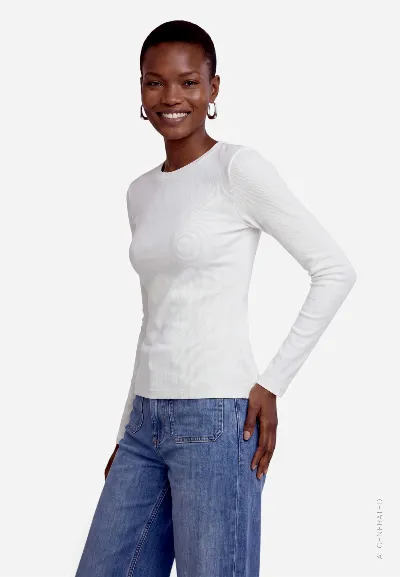 zero Damen Basic-Langarmshirt  mit Rundhalsausschnitt