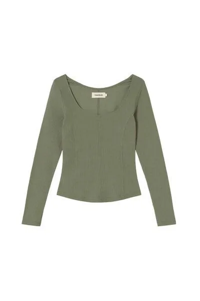 thinking mu thinking mu Hemp Nadia Top - light eucaliptus