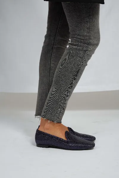 Momoc Momoc Damen vegan Loafers Ny Ozeanblau Metallic