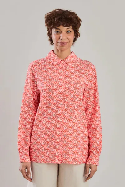 Brava Fabrics Bluse Asis Percales Daisy Rot