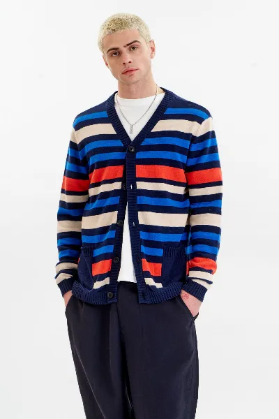KOMODO KOMODO Herren vegan Strickjacke Stripe Multicolour