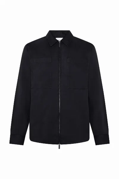 KnowledgeCotton Apparel KnowledgeCotton Apparel Herren vegan Zip Overshirt Twill Black Jet