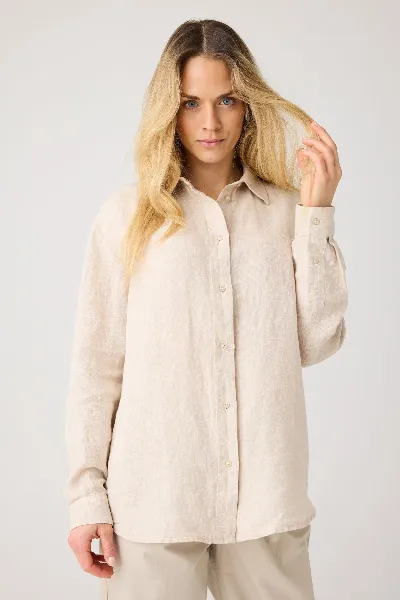 KnowledgeCotton Apparel Bluse Loose Leinen