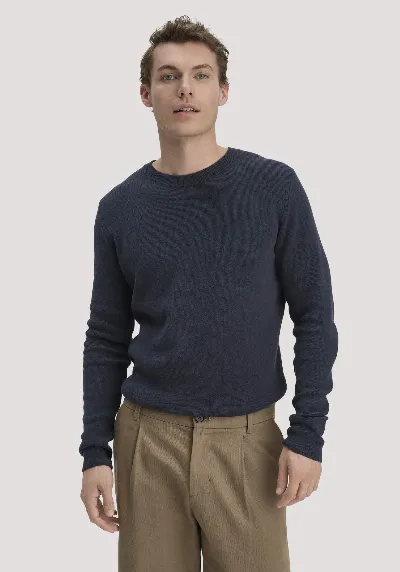 hessnatur hessnatur Herren Milano Strick Pullover Regular aus Leinen mit Bio-Baumwolle und LENZING™ ECOVERO™ Viskose - blau