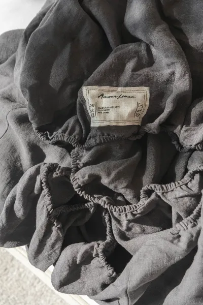 AmourLinen AmourLinen unisex vegan Spannbetttuch Holzkohle