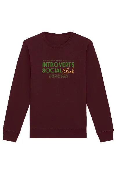 Oat Milk Club Oat Milk Club Damen vegan Sweatshirt Introverts Social Club Burgundy