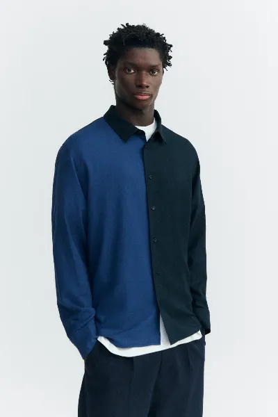 thinking mu Thinking MU Herren vegan Hemd Jimbo Marineblau/