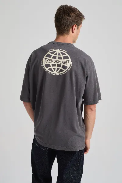 Trendsplant Trendsplant Herren vegan T-Shirt Von Supply Oversize In Der Farbe Forged Iron Grey