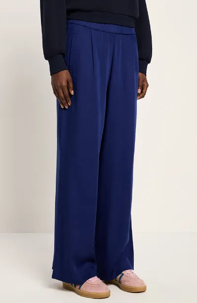 LANIUS Lanius Damen vegan Hose Weites Bein Blau