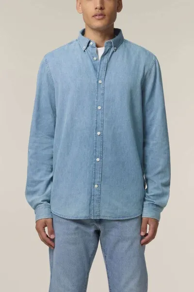 UNIPOLAR UNIPOLAR Herren vegan Denim Shirt Dening Light Wash