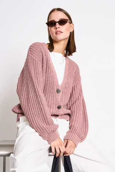 JAN N JUNE JAN 'N JUNE Damen vegan Strickjacke Lena Mauve