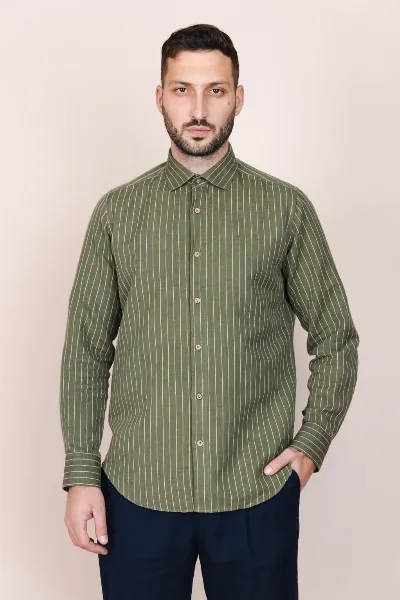 De IONESCU De IONESCU Herren vegan Hemd Calimani Khaki