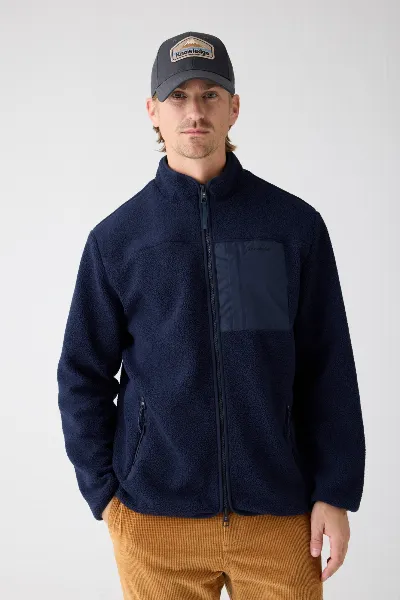 KnowledgeCotton Apparel KnowledgeCotton Apparel Herren vegan Zip Jacke Loose Fleece Night Sky Navy
