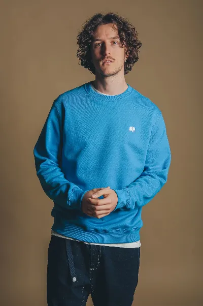 Trendsplant Trendsplant Herren vegan Pullover Midweight Essential Mediterranian Blue
