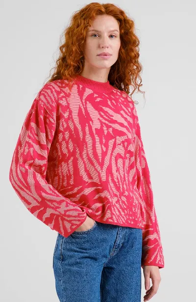 Dedicated DEDICATED Damen vegan Pullover Limhamn Animal Print Rosa