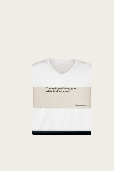 KnowledgeCotton Apparel KnowledgeCotton Apparel Herren vegan 3er-Pack T-Shirts Regular-Passform V-Ausschnitt, Schwarz/WeiÃŸ
