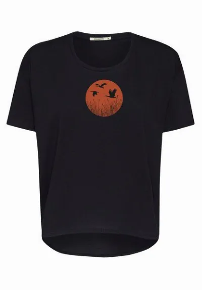 GreenBomb GREENBOMB Nature Stork Sun Feel - Lässiges T-Shirt aus Bio-Baumwoll Mix / hochwertiger Print / GOTS / Fair & Vegan