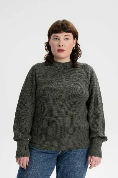 MELA MELA Damen vegan Strickpullover Gauri Grün Melange
