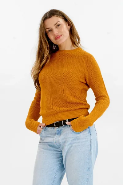 KOMODO KOMODO Damen vegan Pullover Damen Nebel Senfgelb