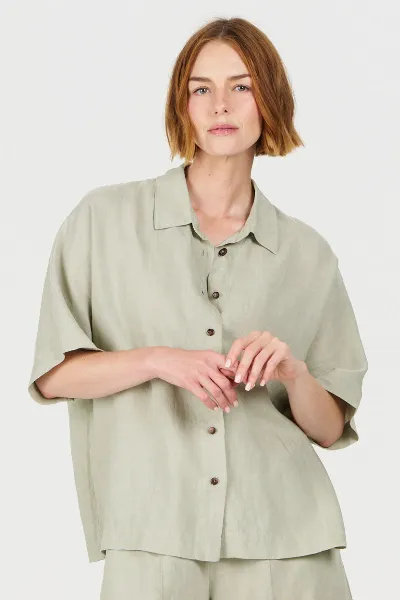 KOMODO KOMODO Damen vegan Hemd Kimono Weiches Salbei