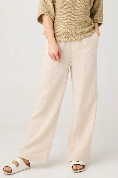 KnowledgeCotton Apparel KnowledgeCotton Apparel Damen vegan Hose Posey Wide Leinen Light Feather Gray